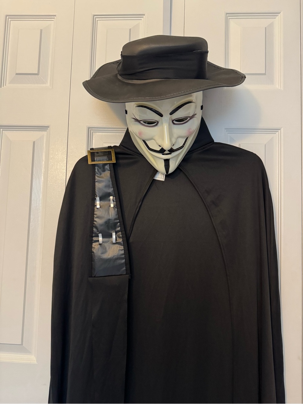 Anonymous Guy Fawkes Vendetta costume set Cape Mask Hat Halloween kids adult